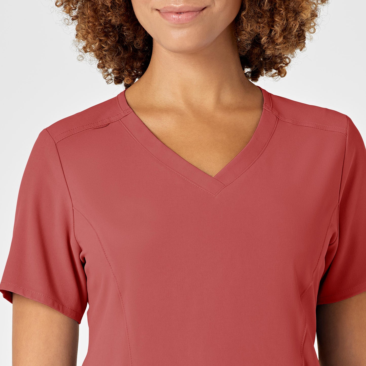 RENEW 6134 V-Neck Scrub Top Mineral Red Model Image Left Side | Wink