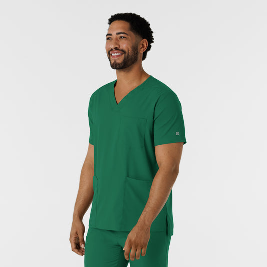 Boundless 6351 Men's Multi Pocket V-Neck Scrub Top Hunter Model Image Right Side | Wink