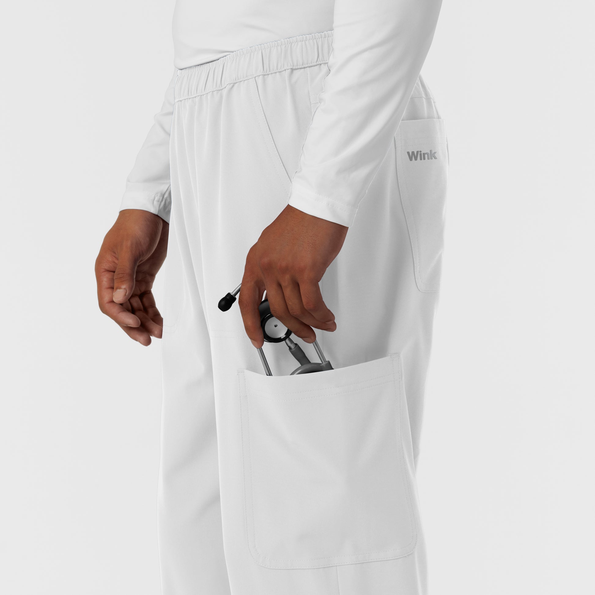 NURTUR 5380 Men's Straight Leg Cargo Scrub Pants White