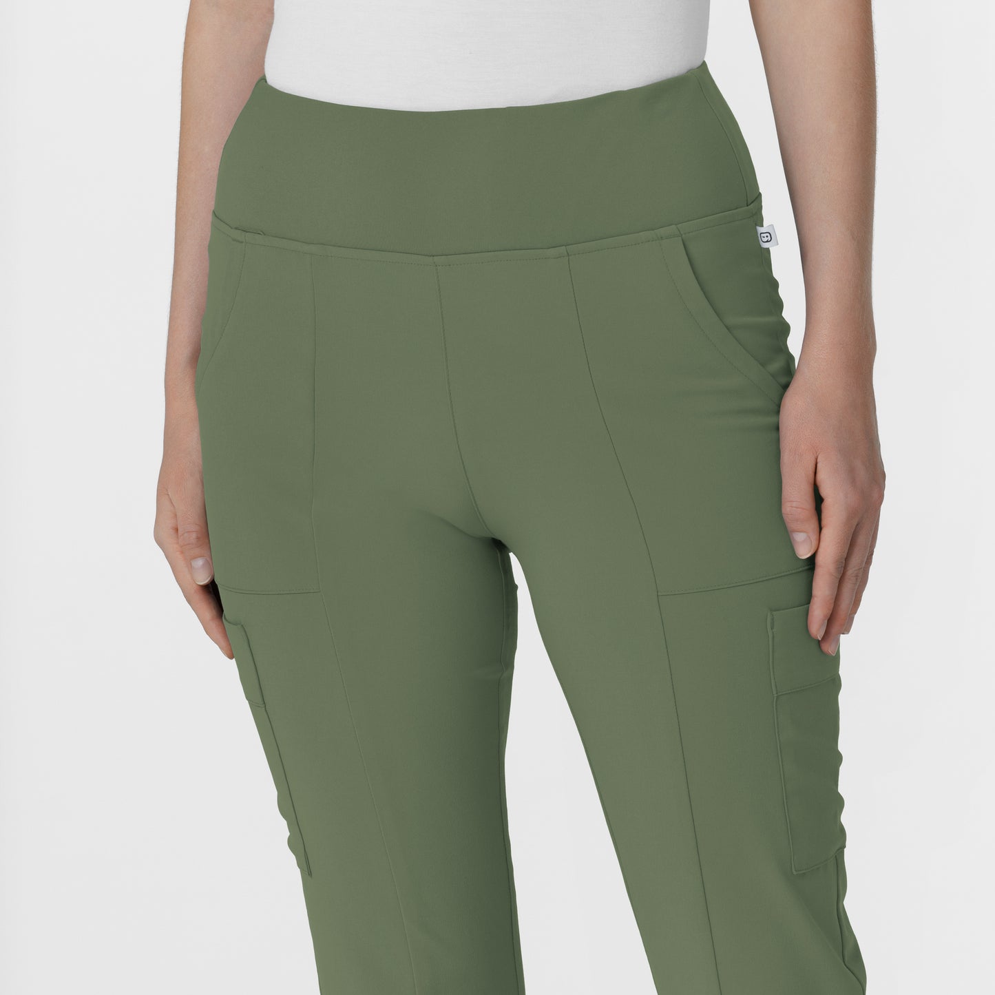 RENEW 5534 Cargo Flare Scrub Pants Olive Model Image Left Side | Wink