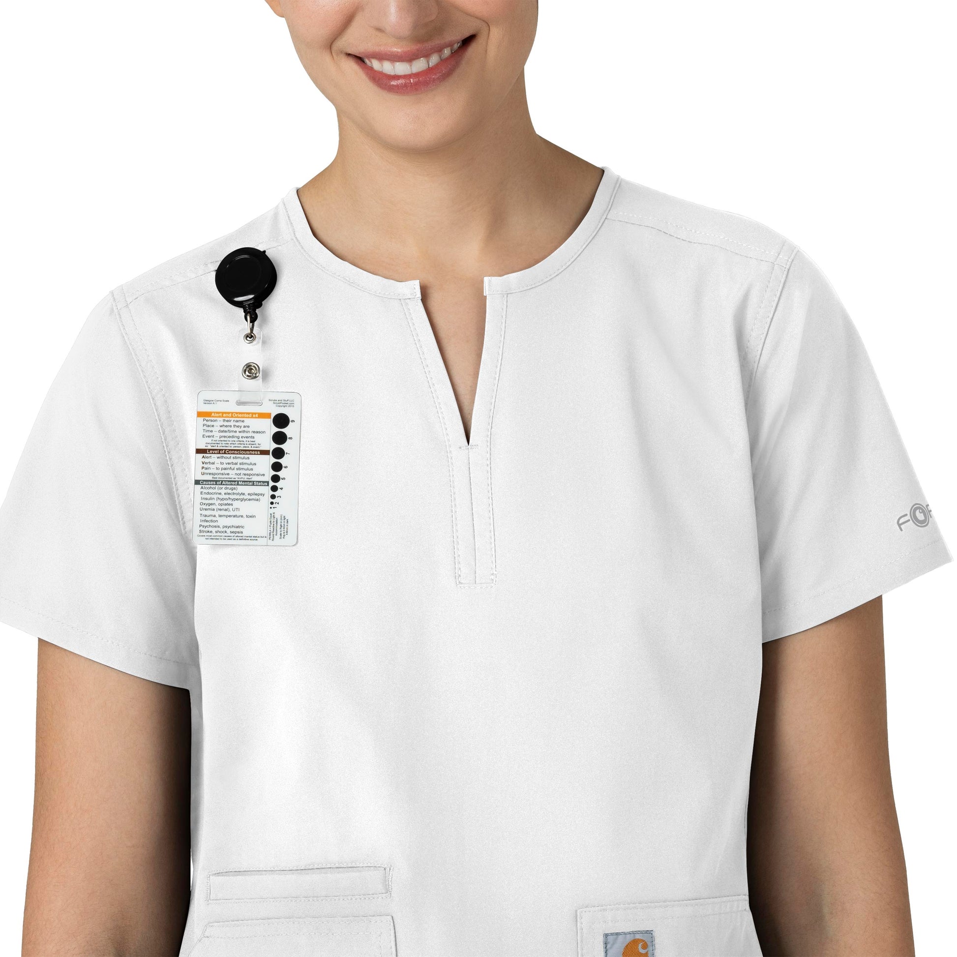 Force Essentials C12213 Notch Neck Tunic Scrub Top White Model Image Alternate | Carhartt