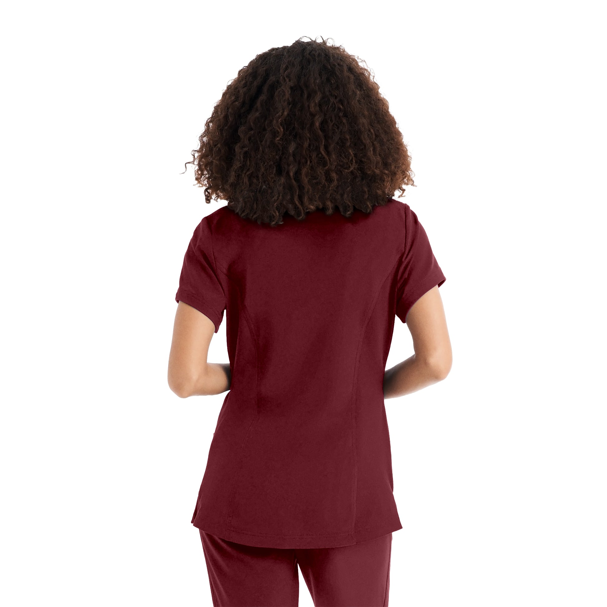 CRFT WT127 Women's 3 Pocket V Neck Scrub Top Wine Image