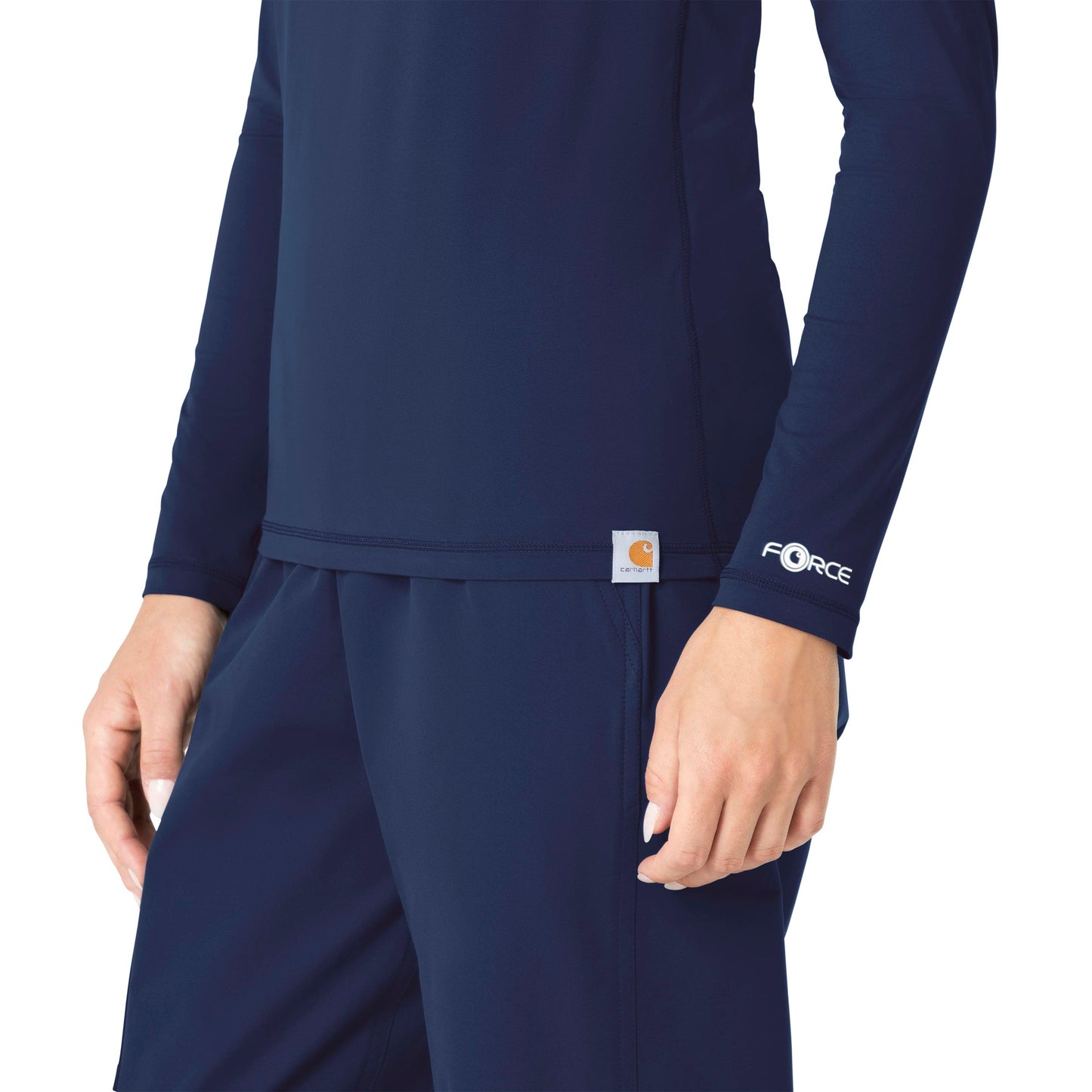 Force Sub-Scrubs C31002 Performance Long Sleeve Tee Navy Model Image Alternate | Carhartt