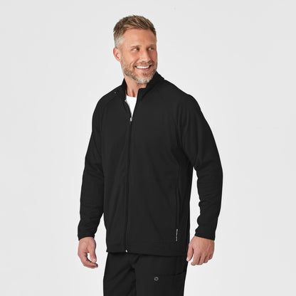 Layers 8309 Men's Fleece Full Zip Jacket Black Model Image Right Side | Wink