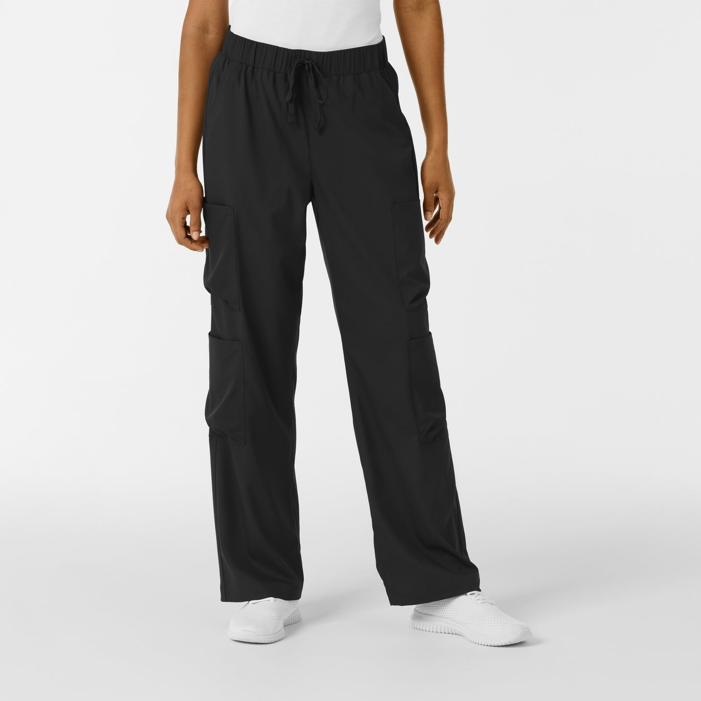 Boundless 5451 Women's Classic Wide Leg Cargo Scrub Pants Black