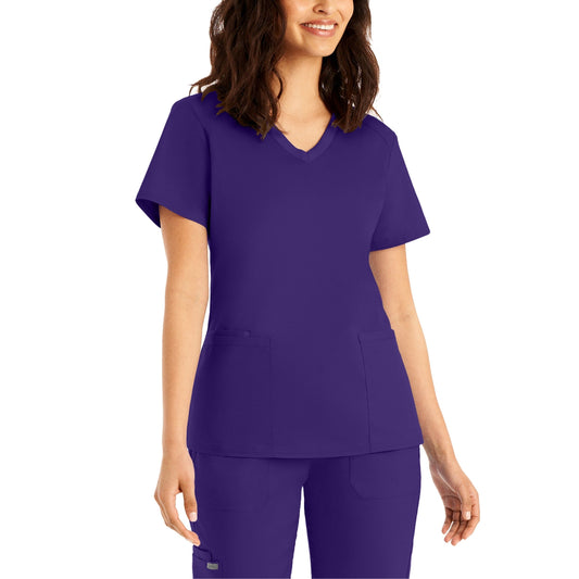 ProFlex LT105 Women's 3 Pocket V Neck Scrub Top Grape Image