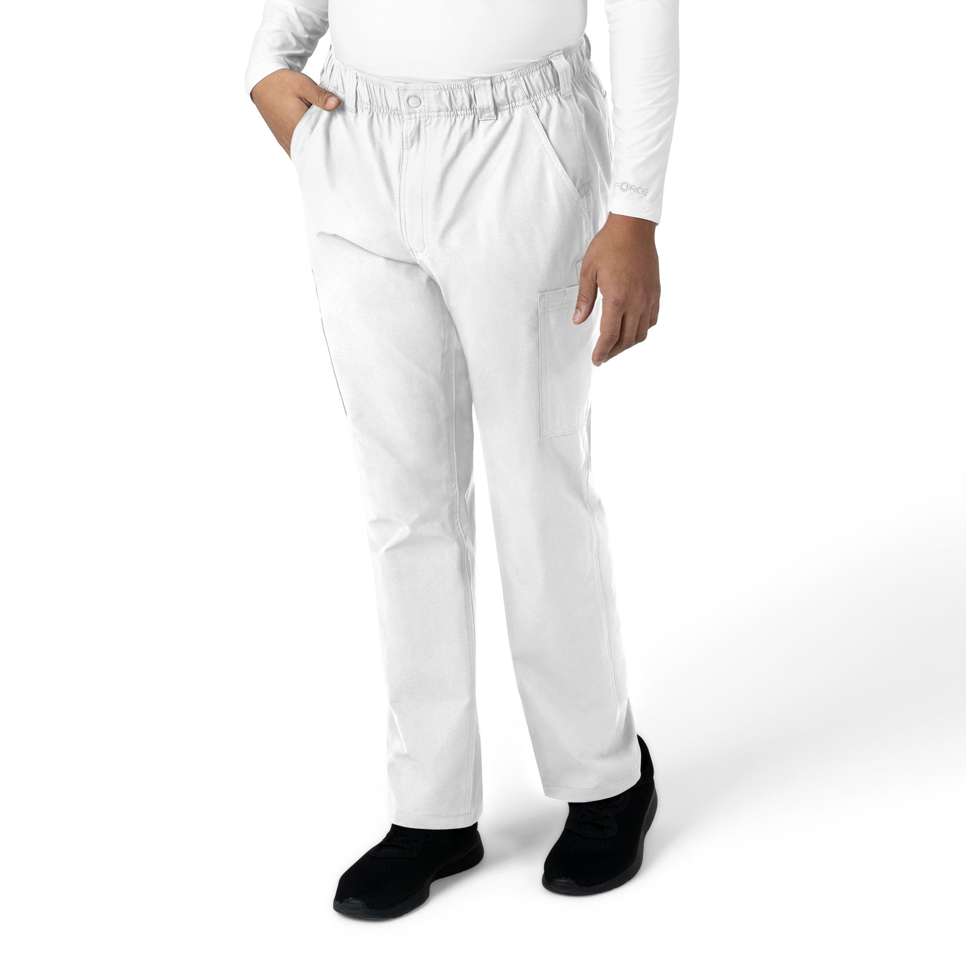 Force Essentials C56113 Men's Straight Leg Cargo Scrub Pants White Model Image Right Side | Carhartt