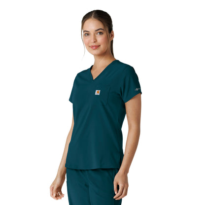 Force Cross-Flex C13410 Tuck-In Scrub Top Caribbean Model Image Right Side | Carhartt