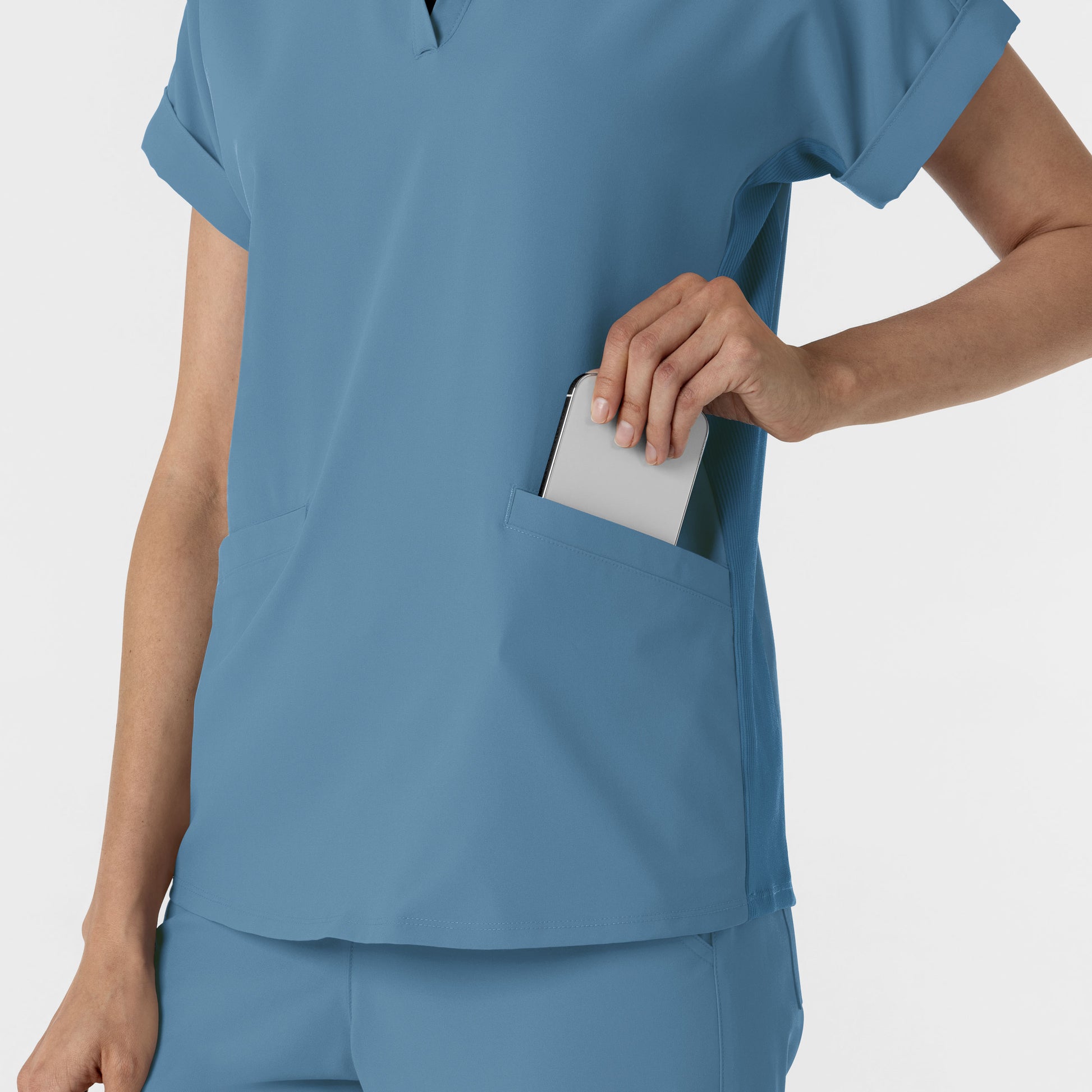 RENEW 6934 Women’s Flex-n-Reach Collared Scrub Top Pacific Blue