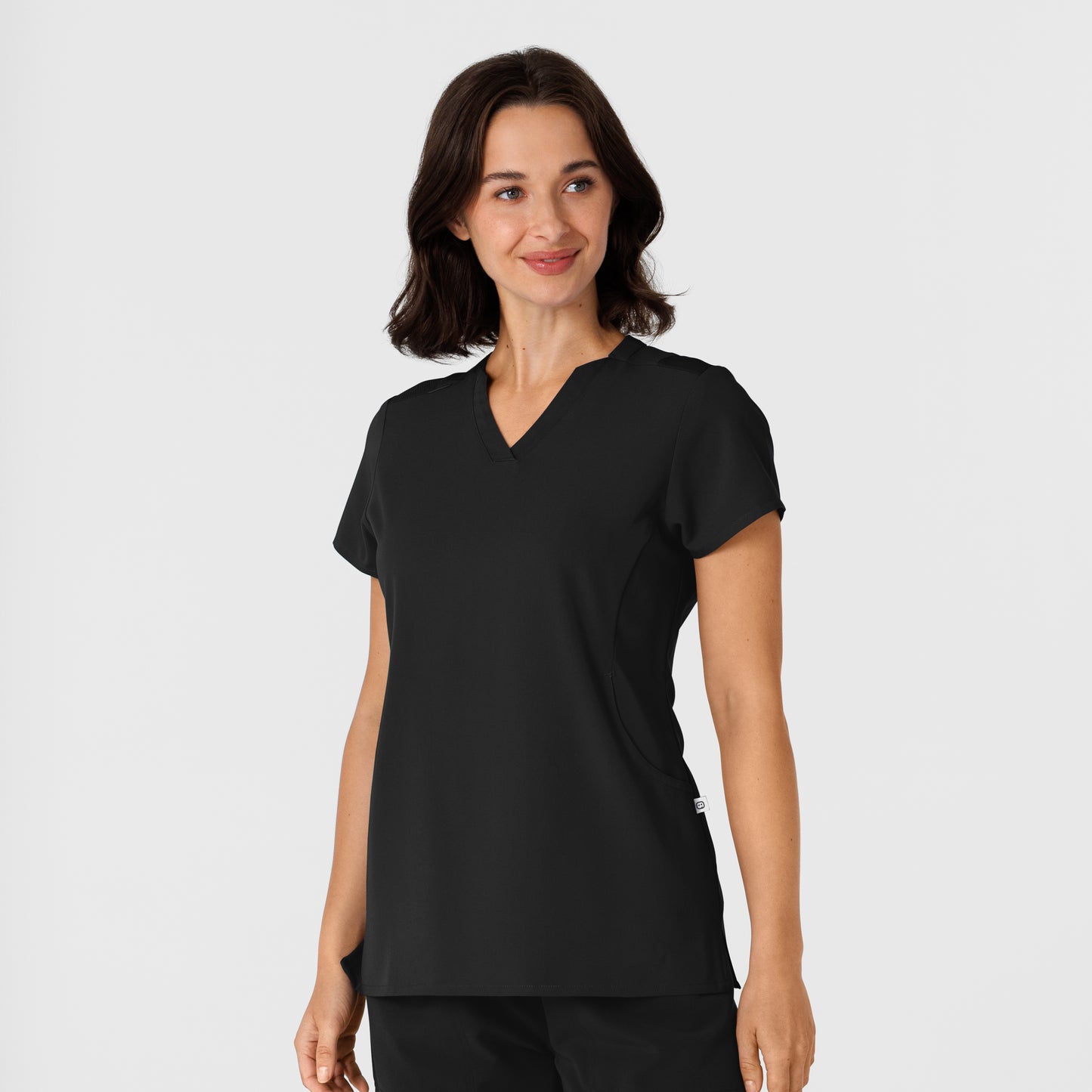 Nova 6432 Flex-n-Reach V-Neck Scrub Top Black Model Image Right Side | Wink