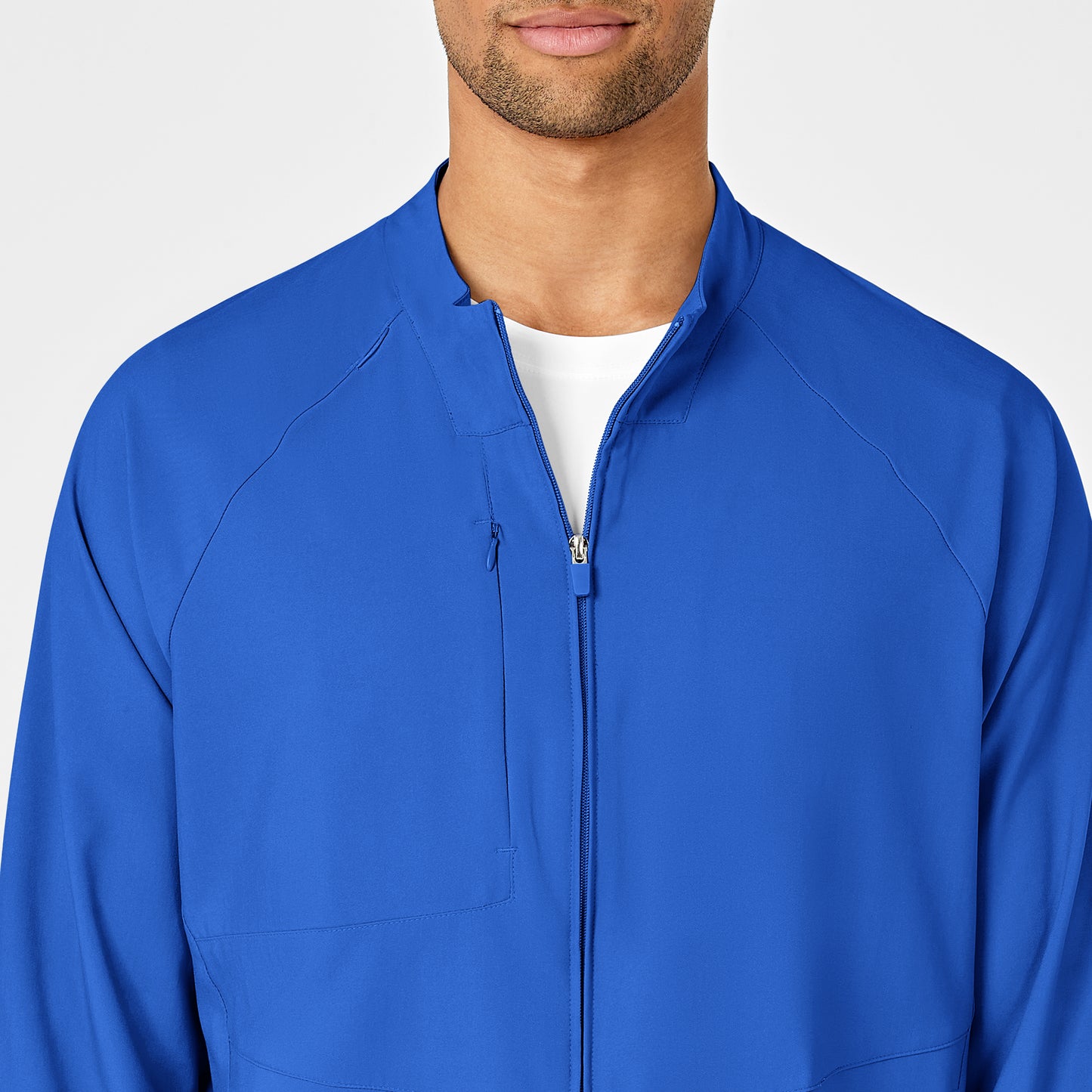 W123 8355 Men's Zip Front Warm Up Jacket Royal Model Image Alternate | Wink