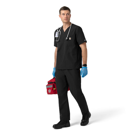 Rugged Flex C16239 Men's Ripstop V-Neck Scrub Top Black