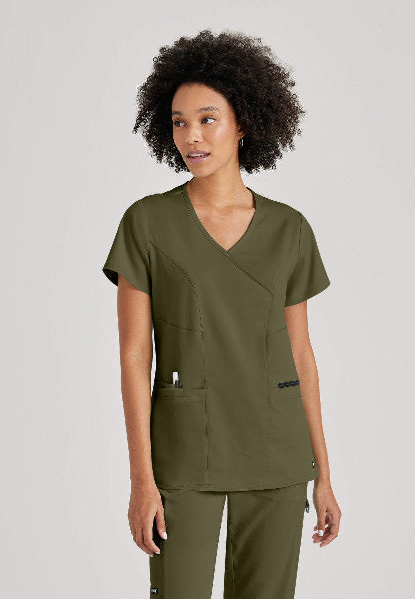 Greys Anatomy Stretch GRST001 Kim Scrub Top Olive