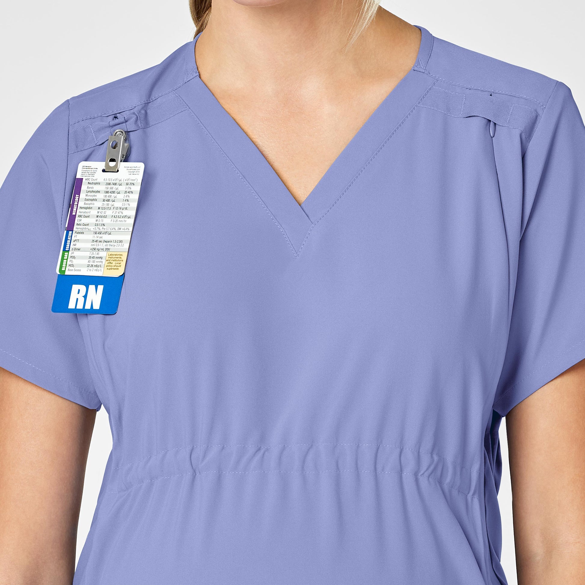 W123 4555 Maternity V-Neck Scrub Top Ceil Blue Model Image Left Side | Wink