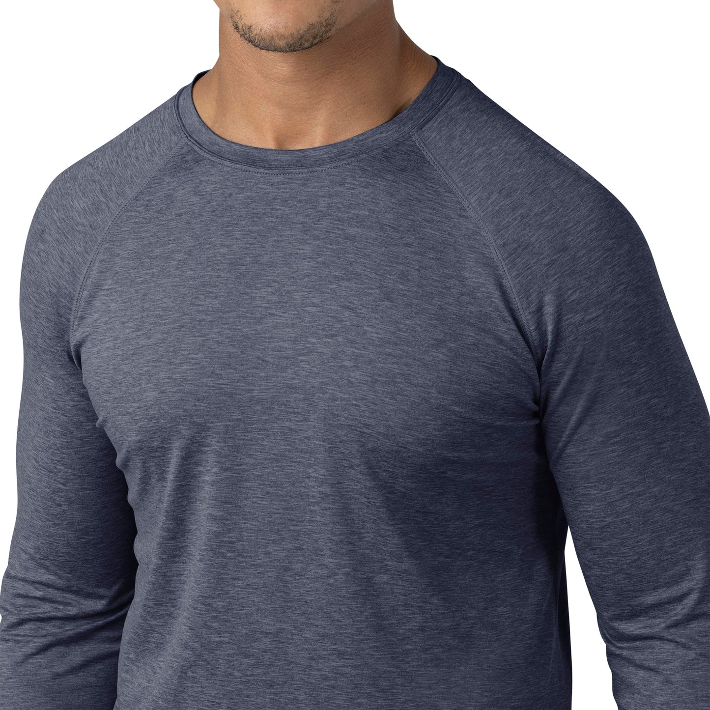 Force Sub-Scrubs C32009 Men's Performance Long Sleeve Tee Navy Heather Model Image Alternate | Carhartt