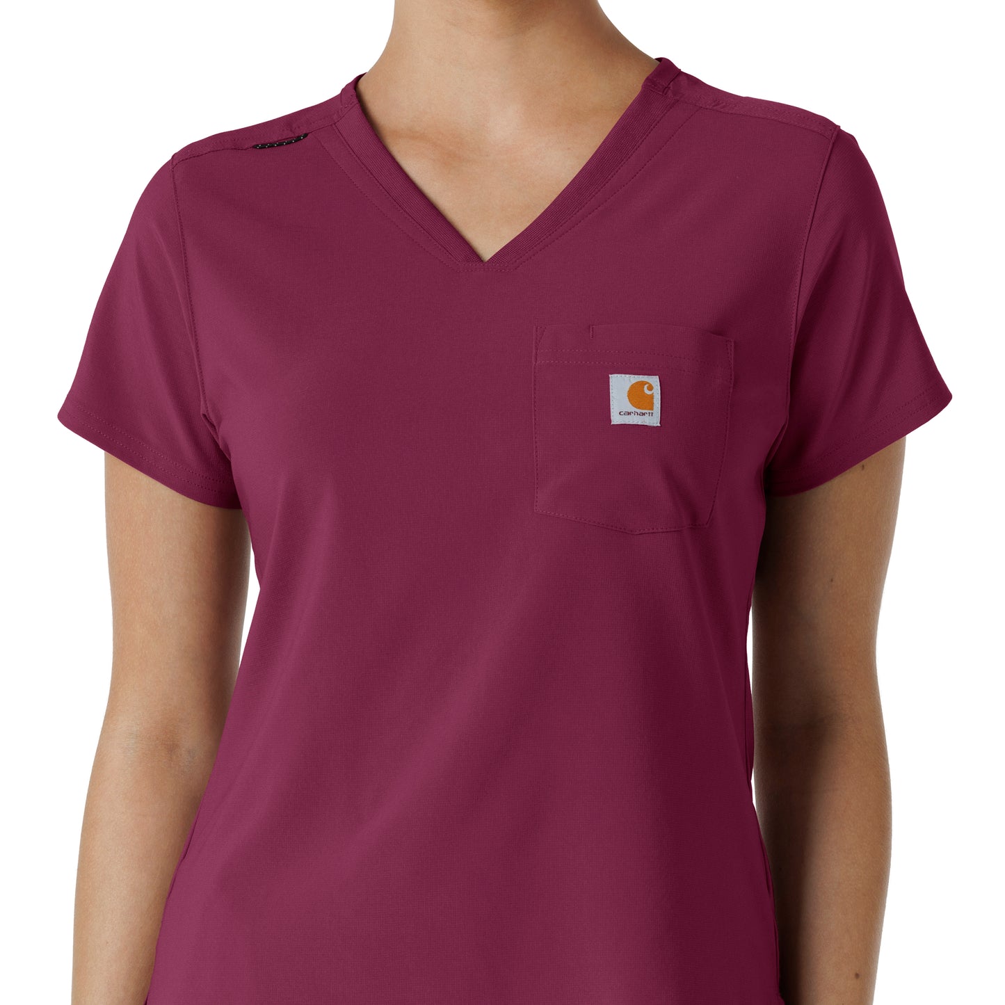 Force Cross-Flex C13410 Tuck-In Scrub Top Wine Model Image Left Side | Carhartt