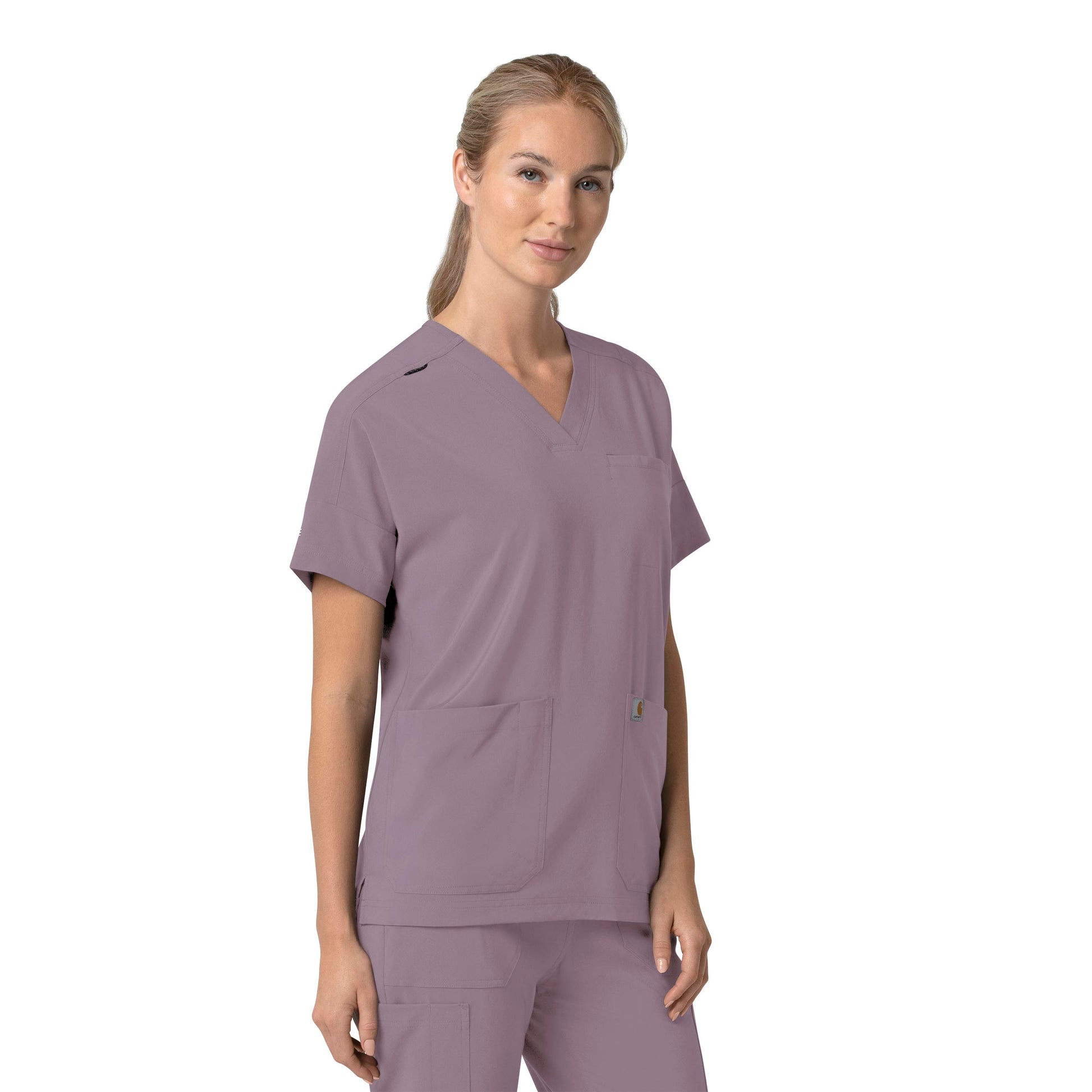 Force Cross-Flex C13110 Oversized V-Neck Scrub Top Lavender Mist Model Image Right Side | Carhartt