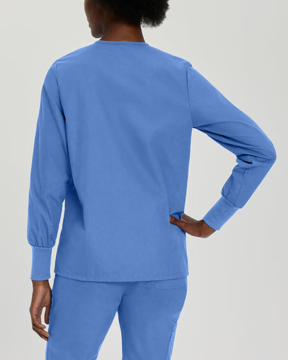 Essentials 7525 Women's 4 Pocket Warm Up Scrub Jacket Ceil Blue Image