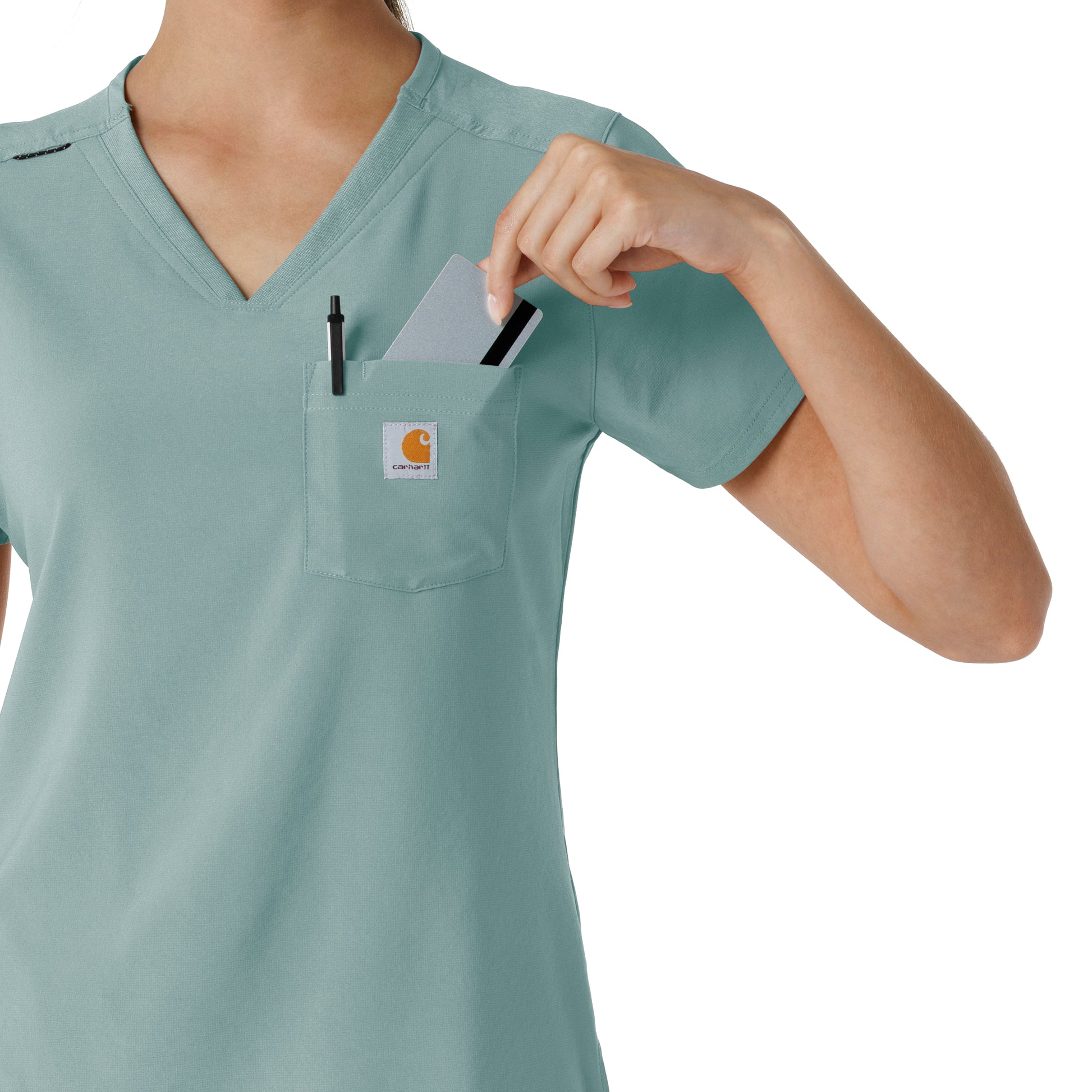 Force Cross-Flex C13410 Tuck-In Scrub Top Summer Blue Model Image Alternate | Carhartt