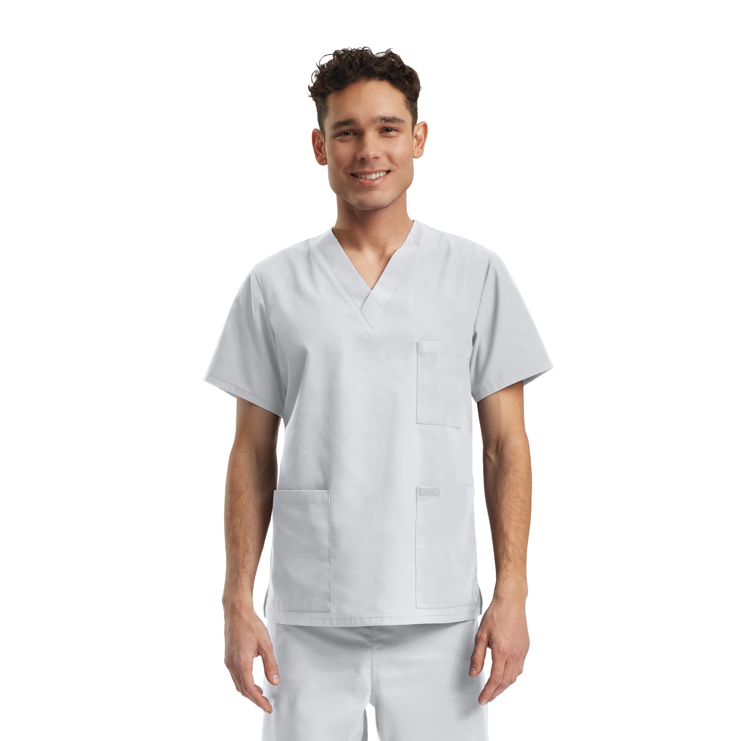 Essentials LT121 Unisex 3 Pocket V Neck Scrub Top White Image