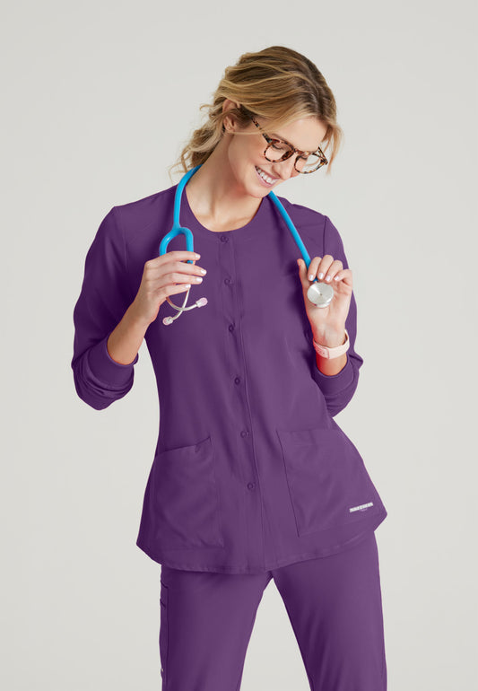 Skechers SK401 Stability Scrub Jacket Eggplant Model Image Front | Barco