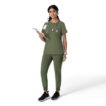 Force Cross-Flex C13510 Women's Crew Neck Scrub Top Olive