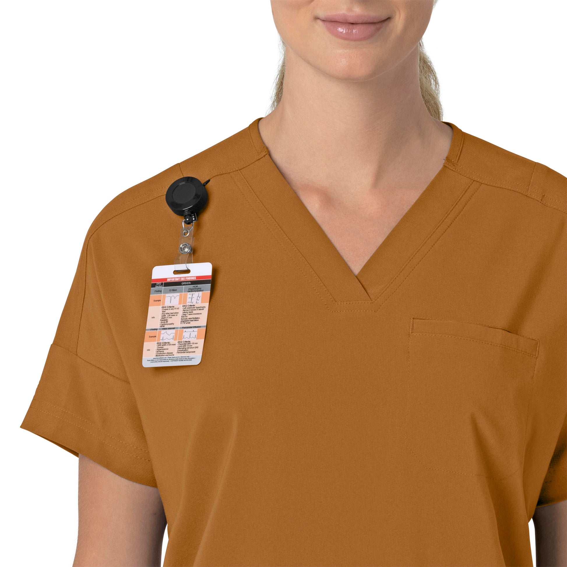 Force Cross-Flex C13110 Oversized V-Neck Scrub Top Fox Brown Model Image Alternate | Carhartt