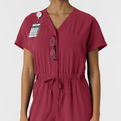 RENEW 3234 Women's Cargo Jogger Scrub Jumpsuit Ruby