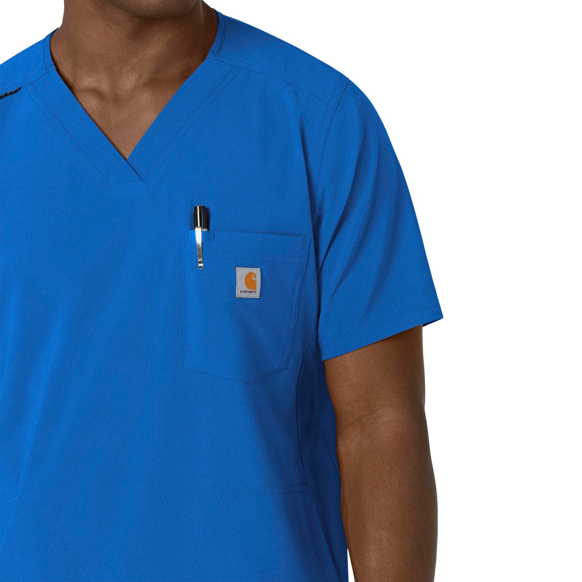 Force Cross-Flex C16410 Men's V-Neck Scrub Top Royal Model Image Alternate | Carhartt