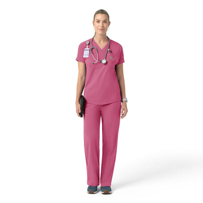 Force Cross-Flex C13190 Knit Women's V-Neck Scrub Top Electric Fuschia