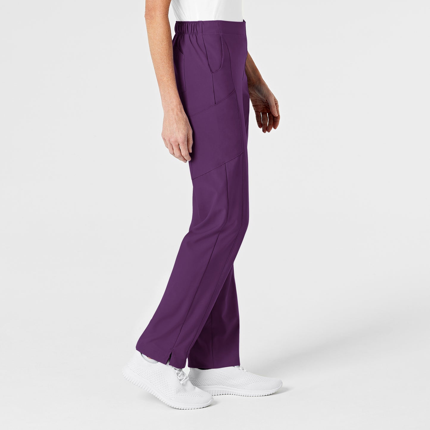 W123 5155 Flat Front Cargo Scrub Pants Eggplant Model Image Right Side | Wink