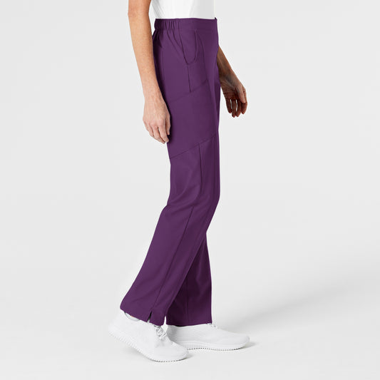 W123 5155 Flat Front Cargo Scrub Pants Eggplant Model Image Right Side | Wink