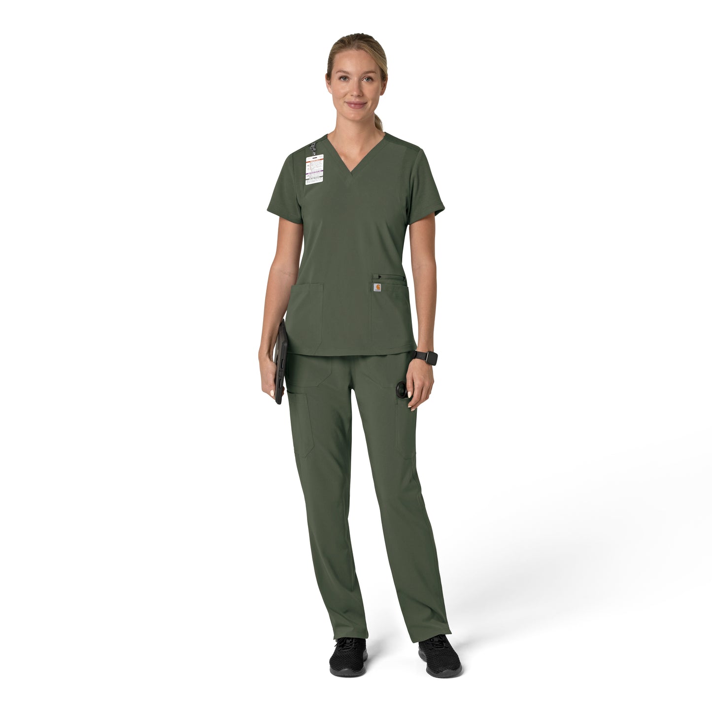 Force Cross-Flex C13210 Women's Flex Panel V-Neck Scrub Top Olive