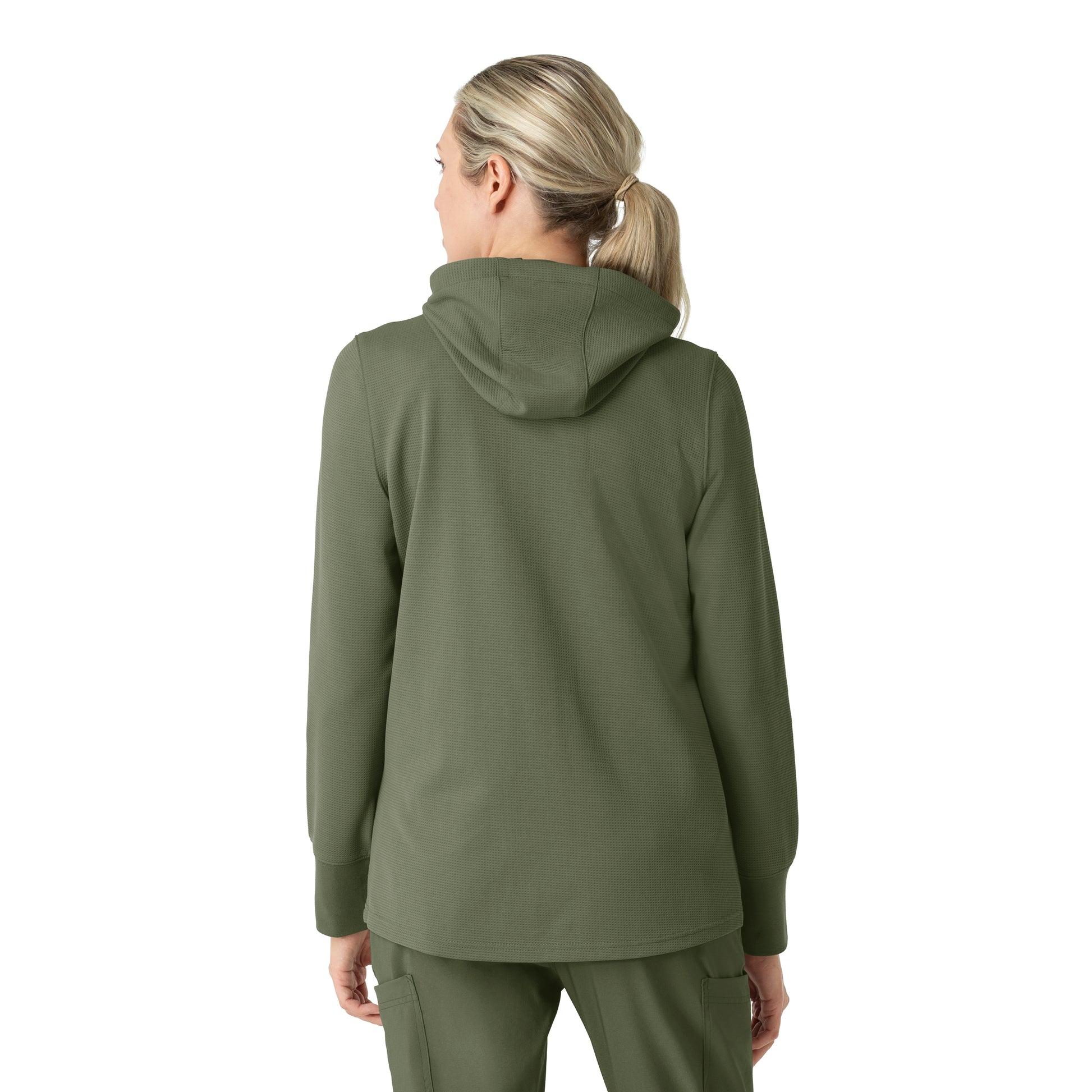 Layers C82008 Women's Full Zip Waffle Hoodie Olive