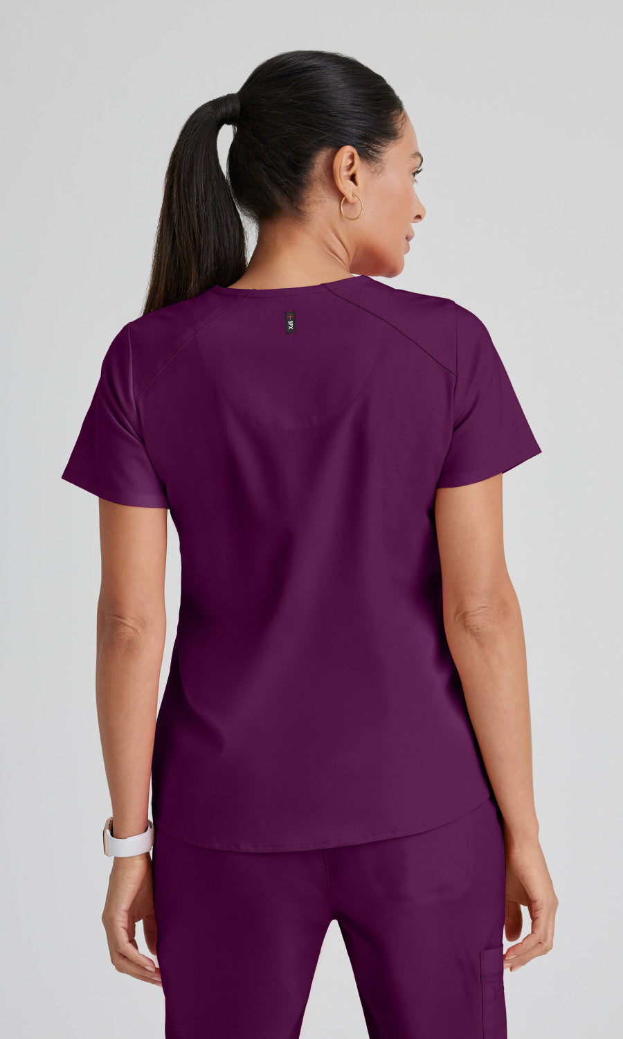 Grey's Anatomy Stretch GRST011 Emma Scrub Top Wine