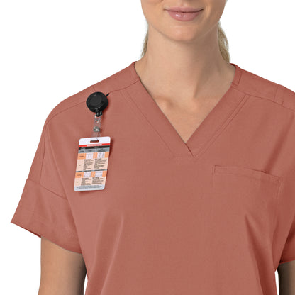 Force Cross-Flex C13110 Oversized V-Neck Scrub Top Wildrose Model Image Alternate | Carhartt