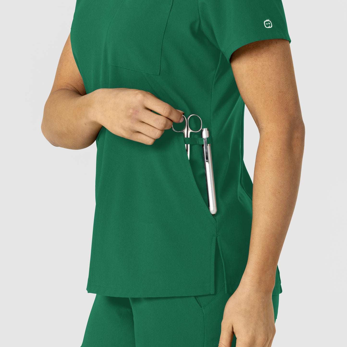 W123 6045 Flex-n-Reach V-Neck Scrub Top Hunter Model Image Alternate | Wink