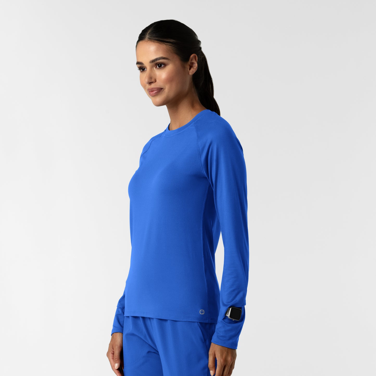 Layers 2139 Women's Watch Window Long Sleeve Underscrub Top Royal