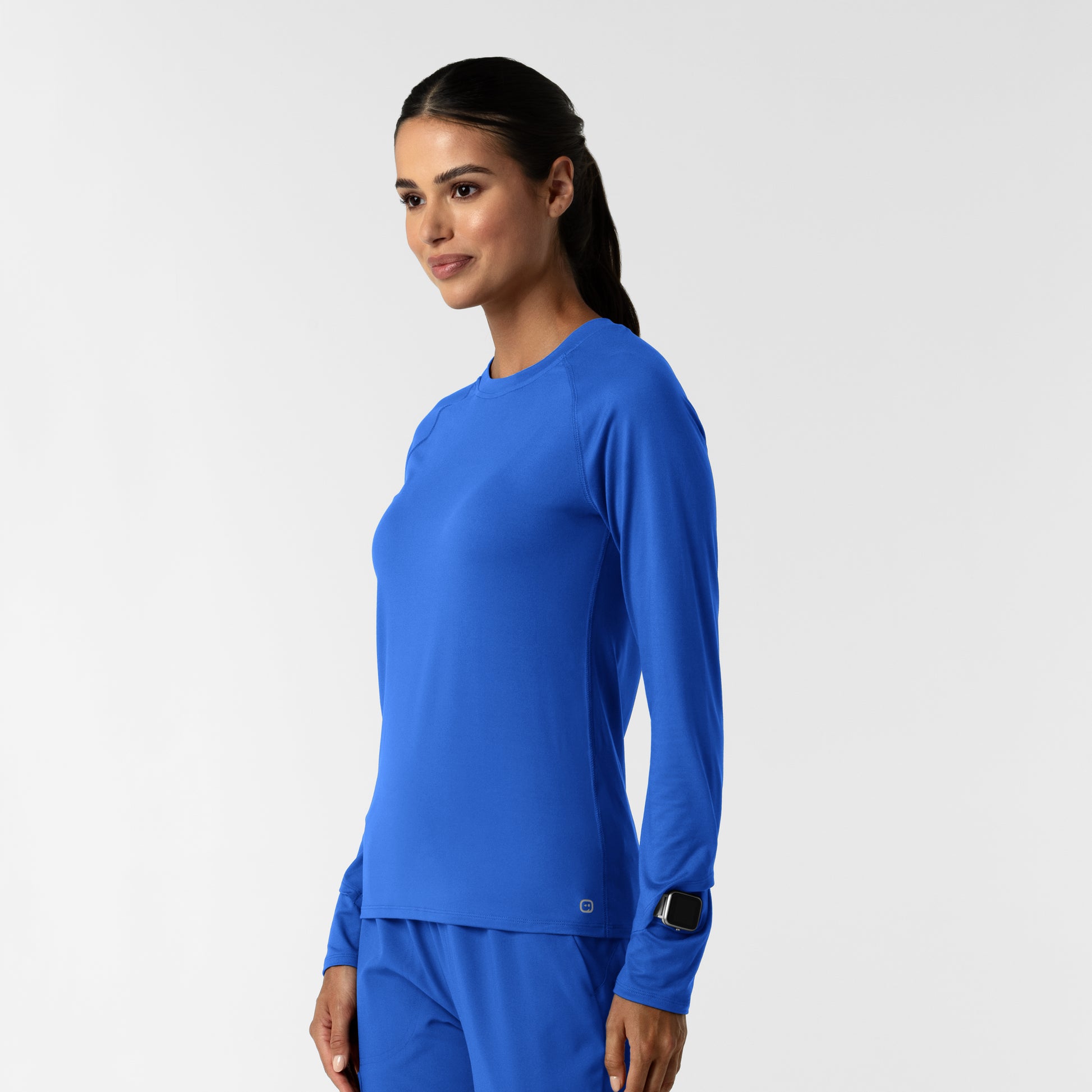 Layers 2139 Women's Watch Window Long Sleeve Underscrub Top Royal