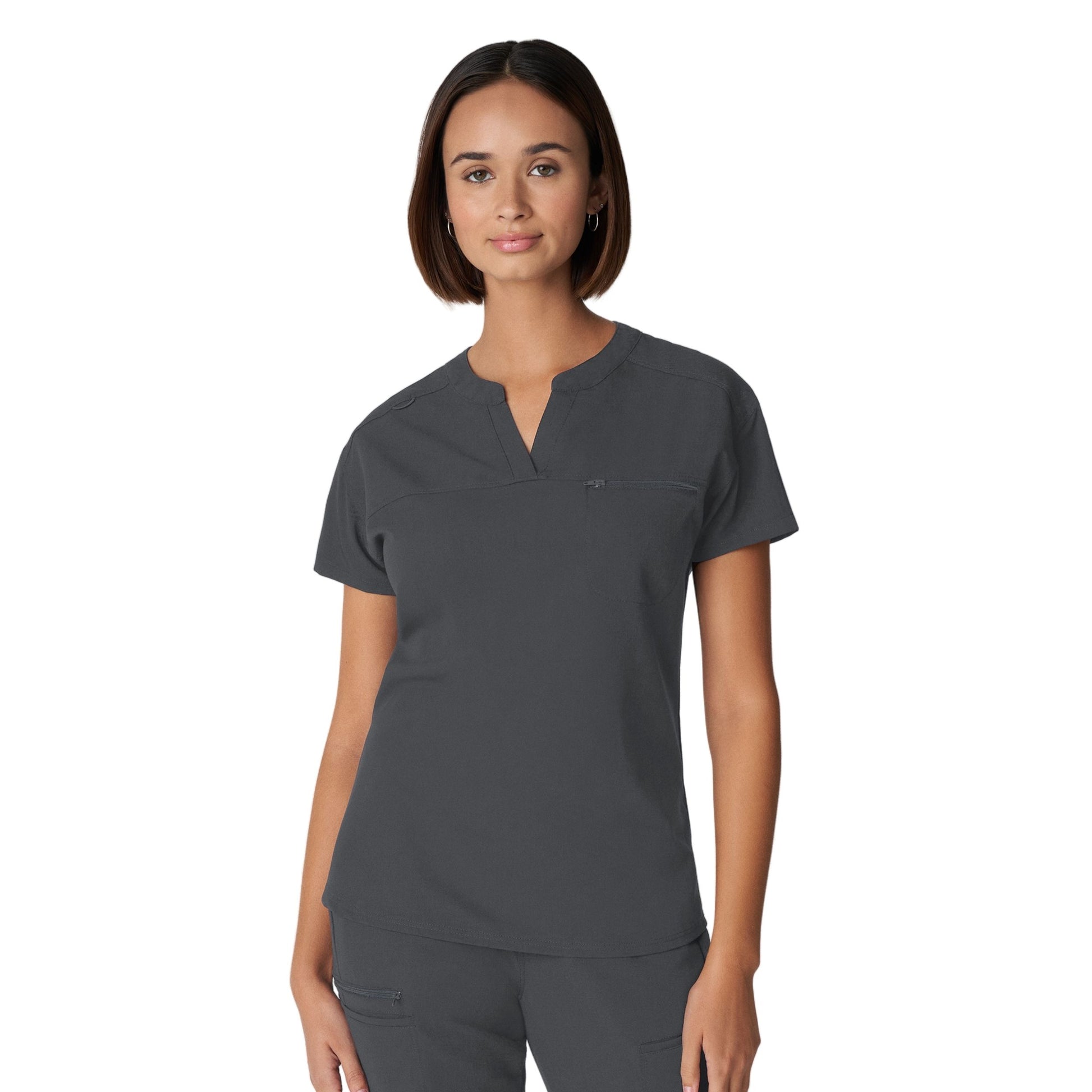 V-Tess WT114 Women's 1 Pocket V Neck Scrub Top Dark Pewter Image