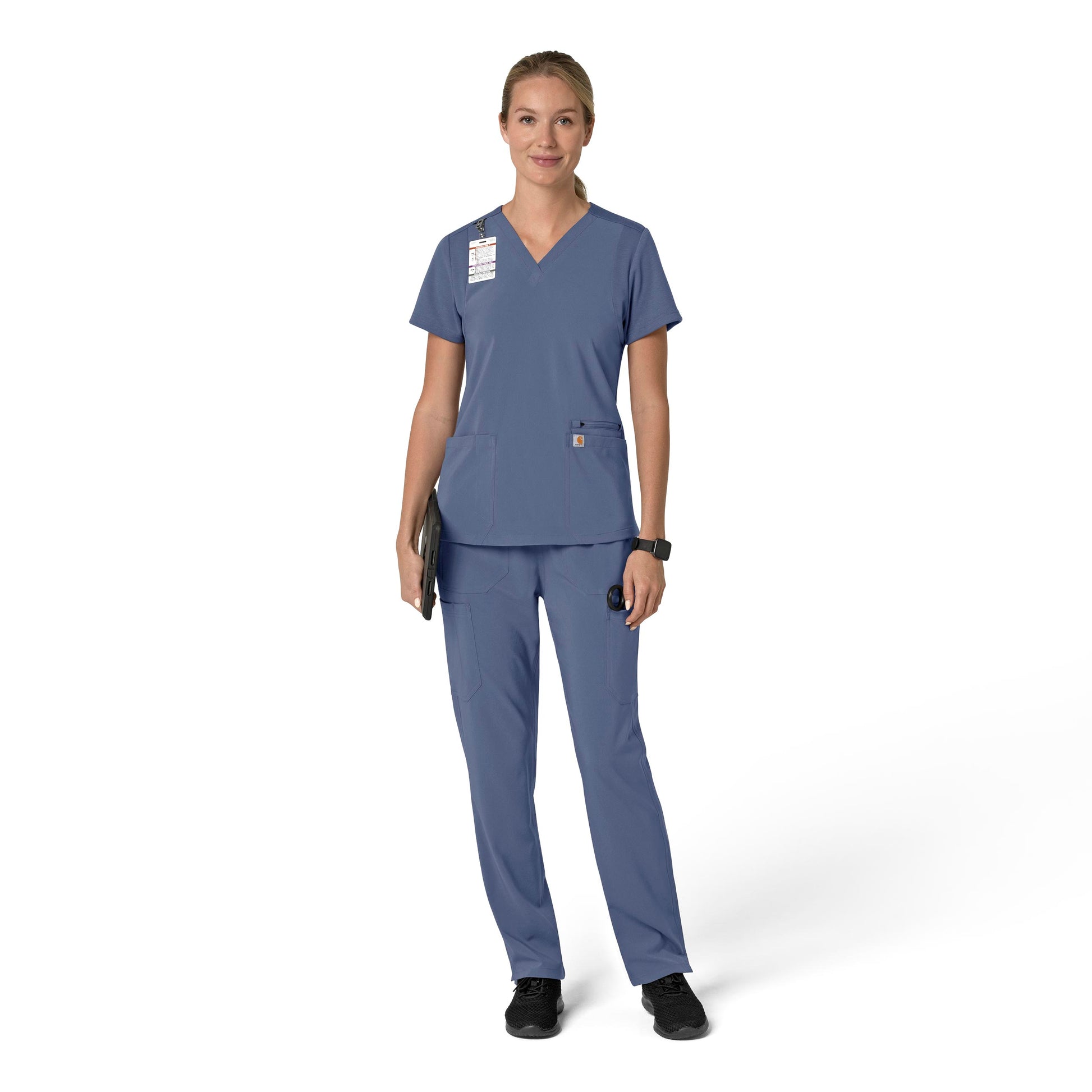 Force Cross-Flex C13210 Flex Panel V-Neck Scrub Top Riverside Model Image Front | Carhartt