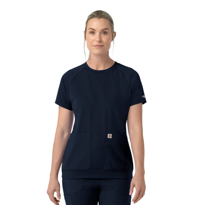 Force Cross-Flex C13290 Knit Women's Crew Neck Scrub Top Navy