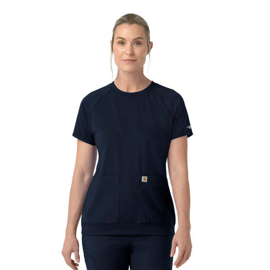 Force Cross-Flex C13290 Knit Women's Crew Neck Scrub Top Navy