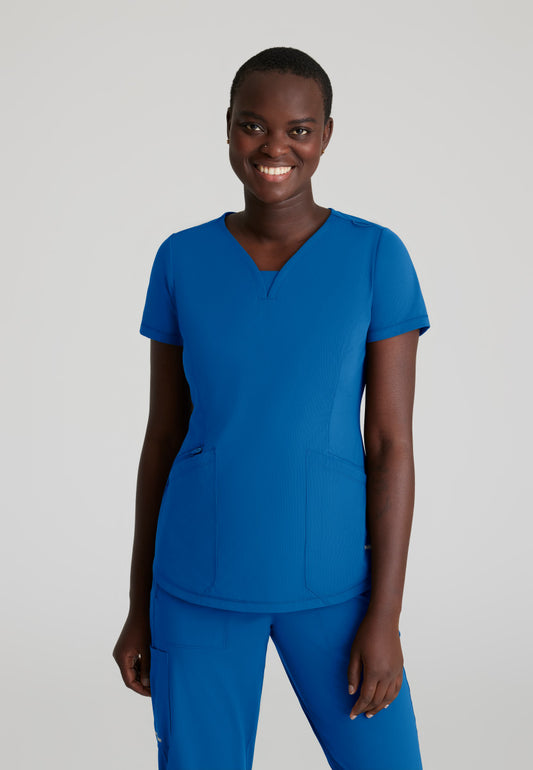 Skechers Slip-Ins Knits SKT220 Serene Knit Scrub Top New Royal Model Image Front | Barco