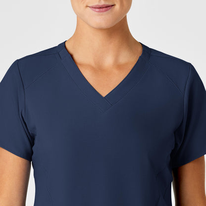 W123 6155 Stylized V-Neck Scrub Top Navy Model Image Left Side | Wink