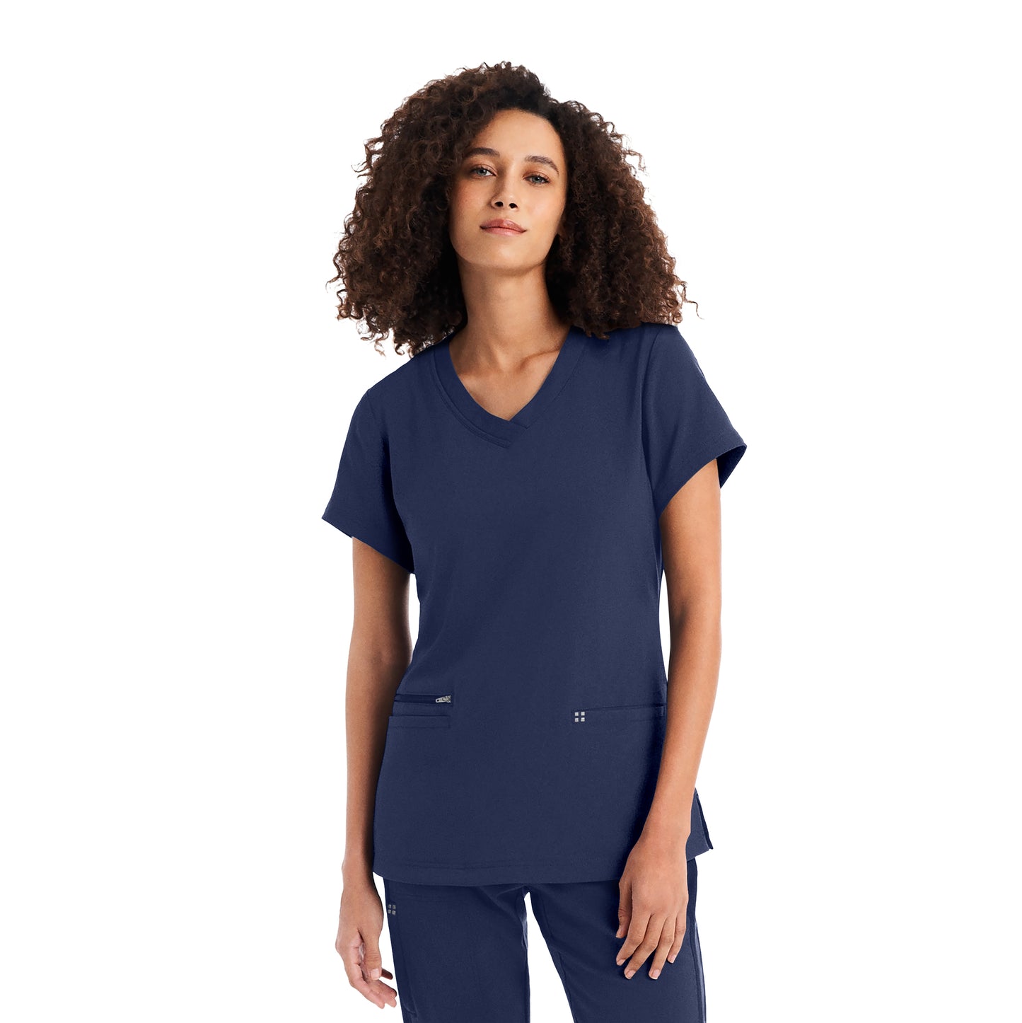 CRFT WT127 Women's 3 Pocket V Neck Scrub Top Navy Image