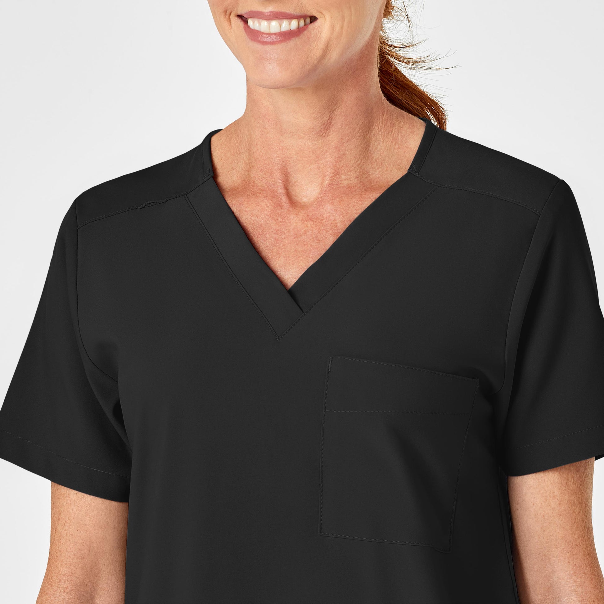 W123 6855 Unisex 4 Pocket Utility Scrub Top Black Model Image Alternate | Wink