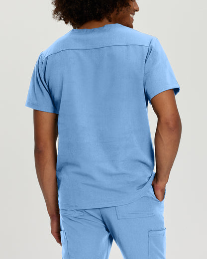 V-Tess 2206 Men's 2 Pocket V Neck Scrub Top Ceil Blue Image