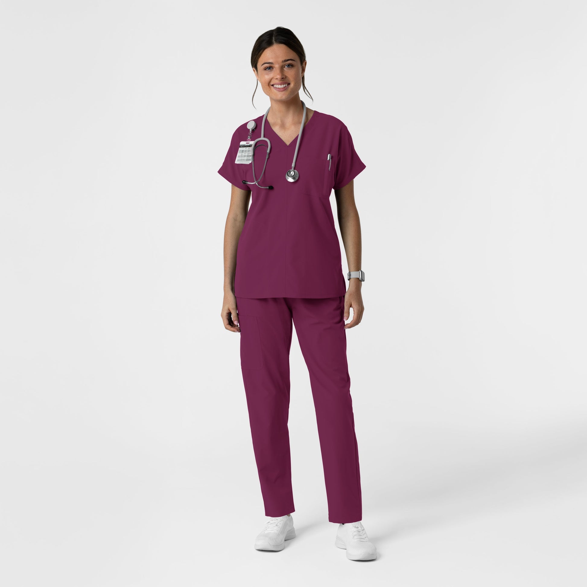 NURTUR 5280 Women's Slim Leg Scrub Pants Wine