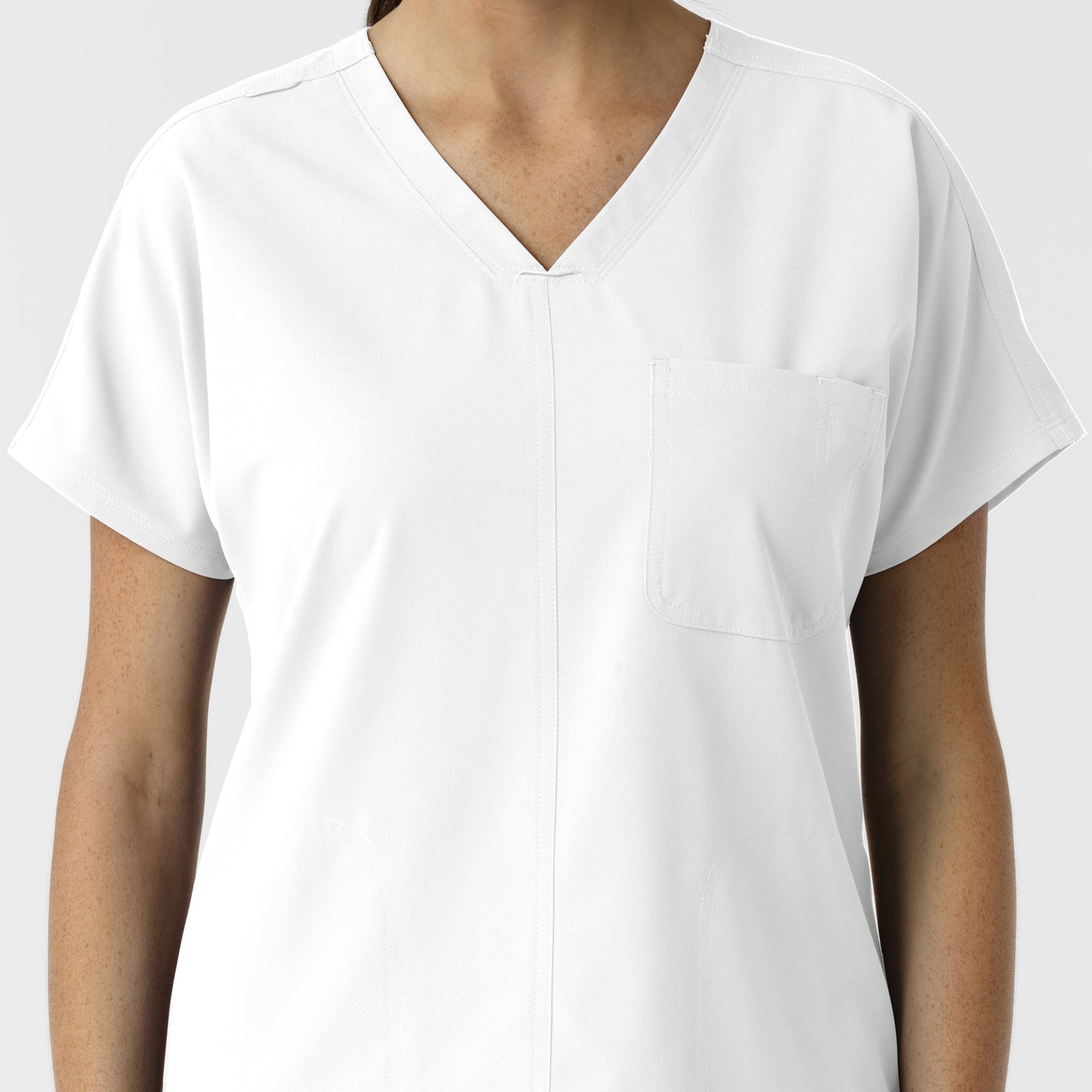 NURTUR 6280 Women's Drop Shoulder Tunic Scrub Top White